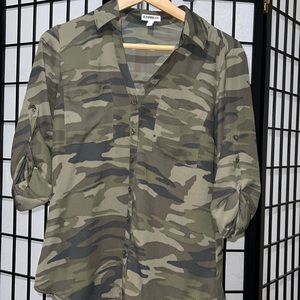 Like new .  Small Express Camo Button Down Blouse